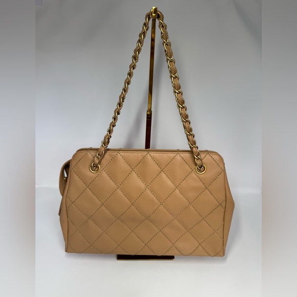 Authentic CHANEL Crown Shoulder Tote Bag Beige - Picture 2 of 12